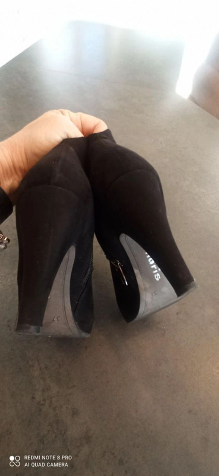 Bottines Tamaris croûte de cuir noires - photo numéro 4