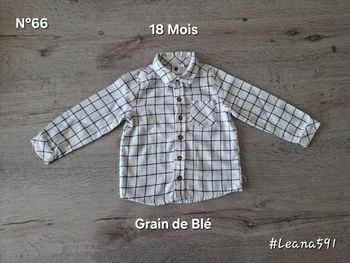 🌷N°66🌷Chemise Longues Manches - Grain de Blé - 18 Mois🌷