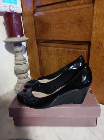 Ballerine talon plateau 7cm cuir vernis