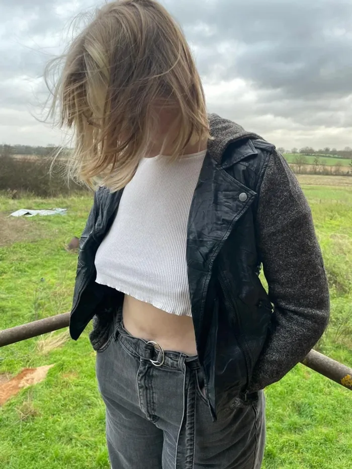Veste en cuir/laine, "Bombers" - photo numéro 4