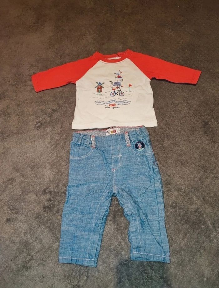 Ensemble 3 mois ( pantalon+ tee shirt+ chapeau) - photo numéro 2