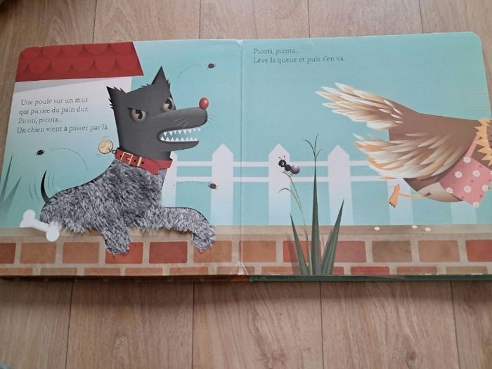 Une poule sur un mur livre à toucher - photo numéro 3