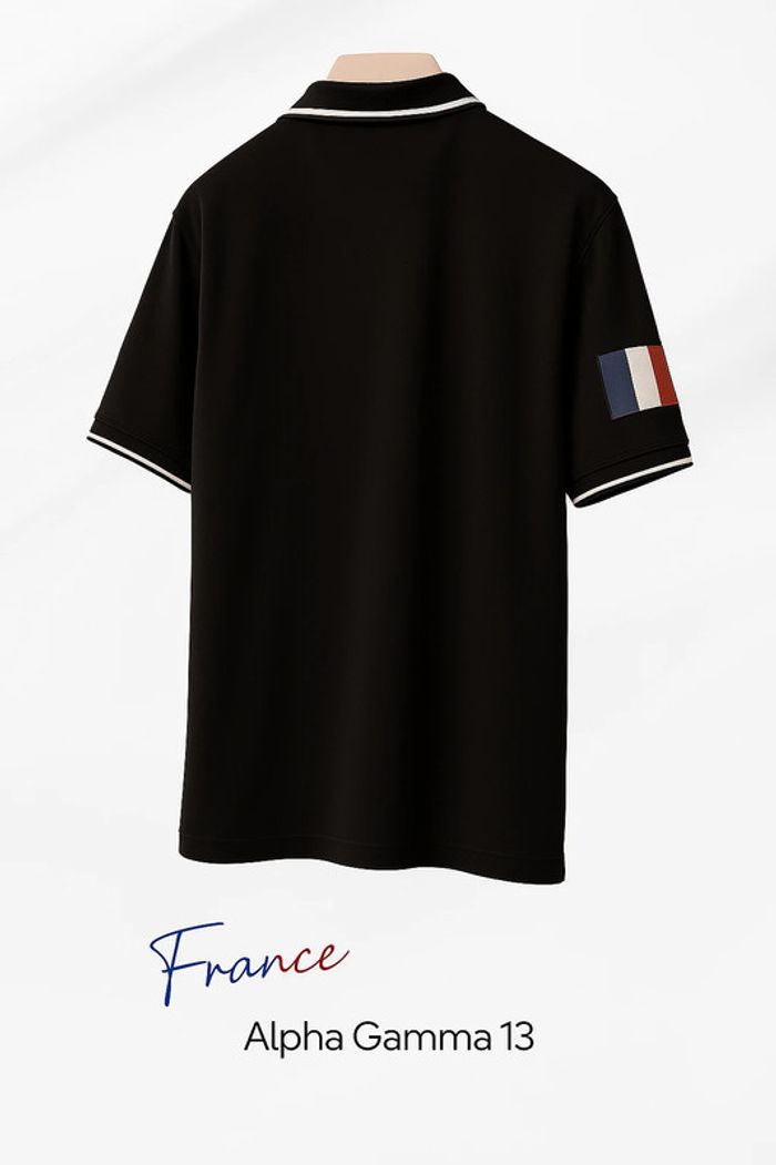 Polo respirant noir légèrement extensible motif Tricolore - Boutonnés, manches courtes - photo numéro 4