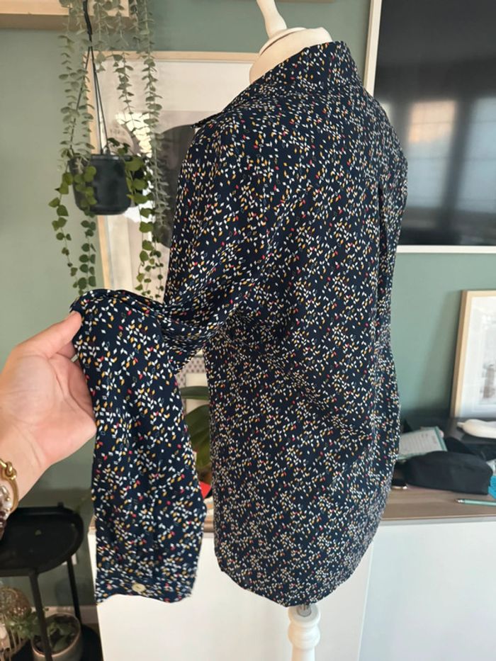 Très jolie chemise blouse bleu marine multicouleurs taille S - photo numéro 4