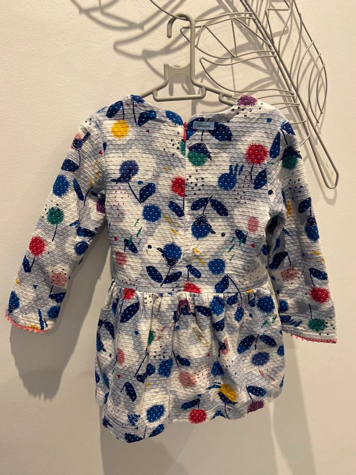 Robe manche longue 3 ans catimini bleue motif oiseau - photo numéro 3