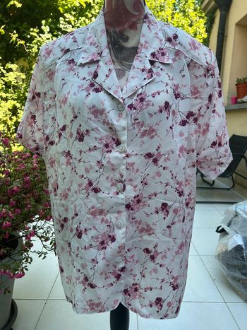 Chemisier à fleurs blanche vintage cerisiers - taille 42