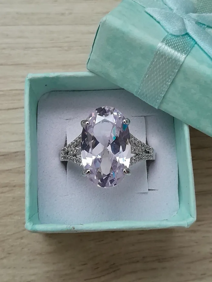 Bague style classique, ovale 4 griffes, grande pierre, strass taille 60 - photo numéro 2