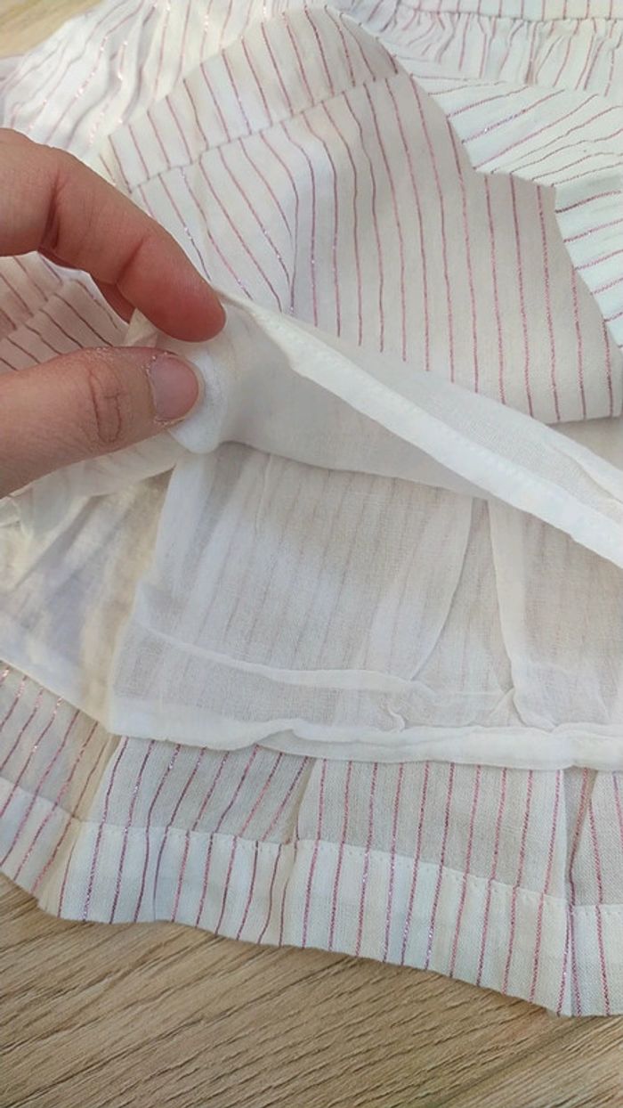 Robe blanche rayé rose été 3 mois - photo numéro 5