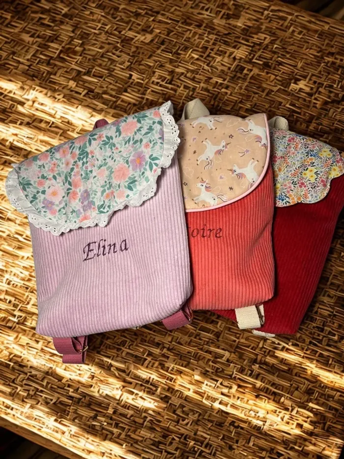 Sac à dos maternelle nounou velours perso