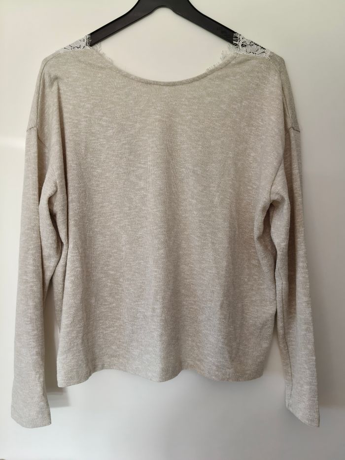 Pull femme H&M gris dentelle dos M - photo numéro 6