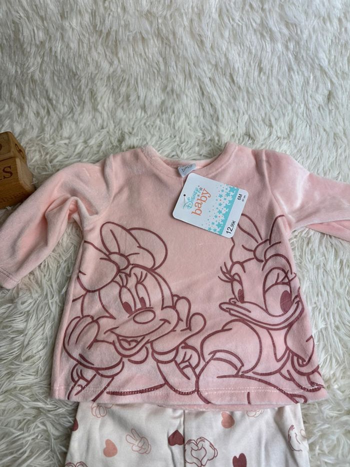 Pyjama deux pièces en velours rose Disney taille 6 mois - photo numéro 3