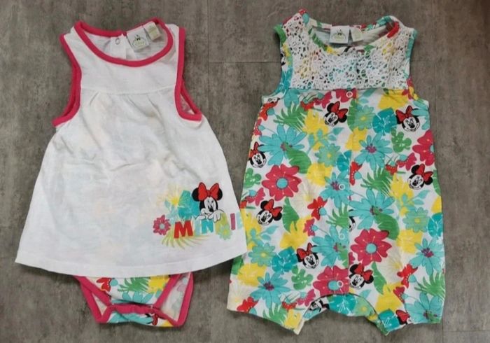 Lot barboteuses bébé fille 9 mois Minnie comme NEUVES