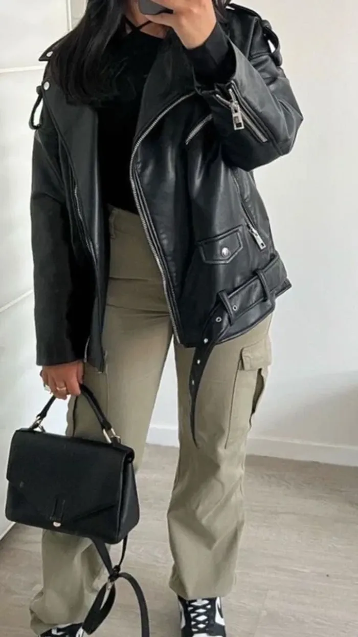 Zara Veste Perfecto en similicuir Oversize taille L 🖤