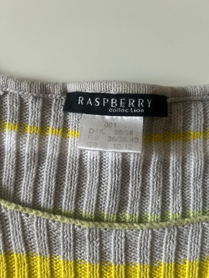 Pull à col rond TRÈS BON ÉTAT pour femme taille 36 couleurs gris et jaune - photo numéro 9