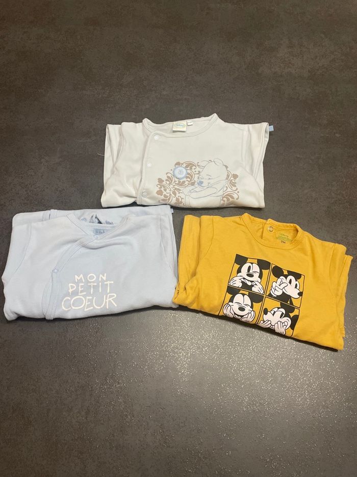 3 pyjamas mixtes 9 mois coton - photo numéro 2