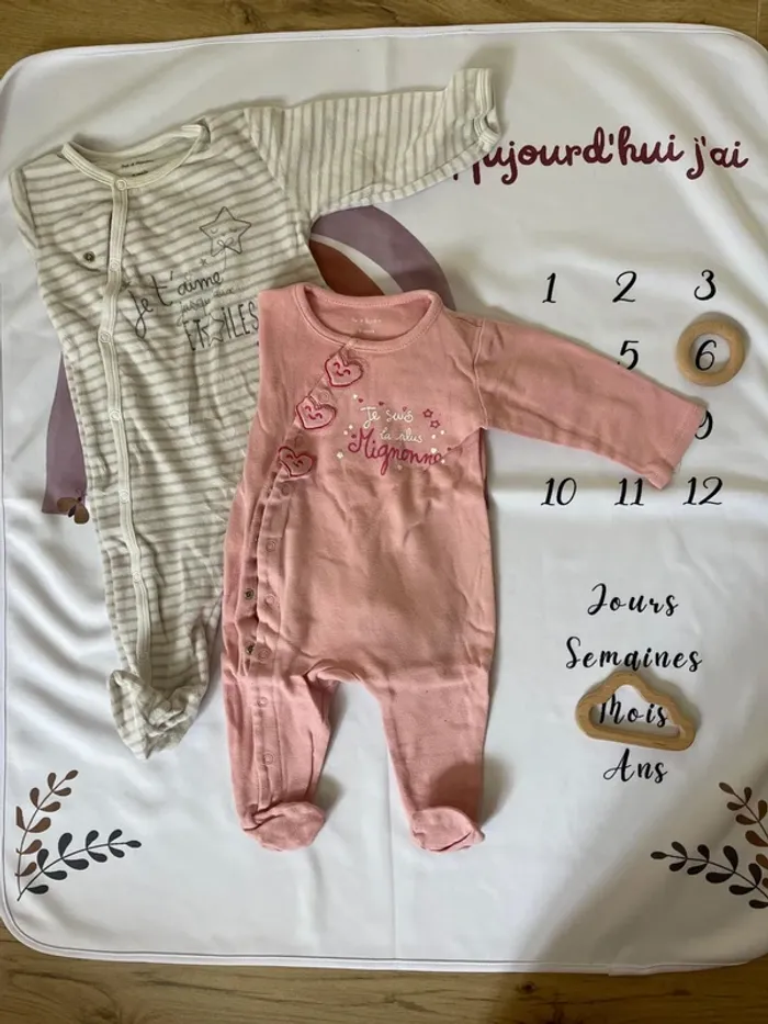 Lot de pyjamas bébé fille Pat et Ripaton – Taille 6 mois