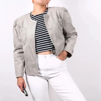 Blazer vintage 80's en faux suède peau de pêche (#240621)