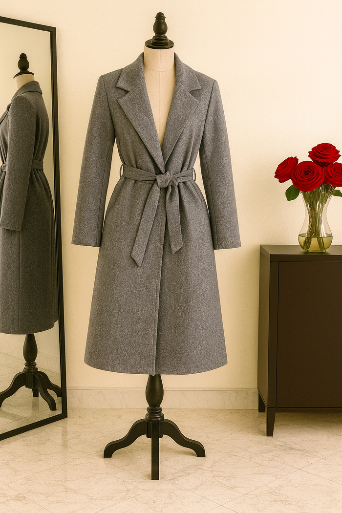 Manteau en laine gris made in france