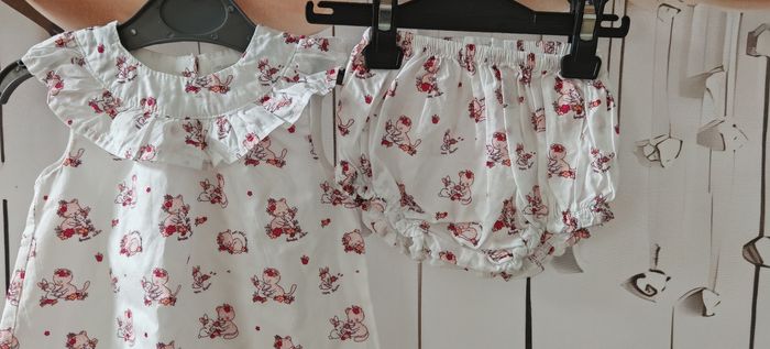 Ensemble fille robe et culotte chatons lapins 50 cm - photo numéro 3