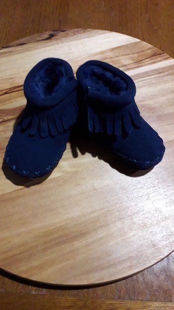 Bottines fourrées daim bleu marine