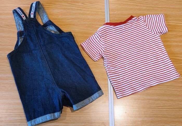 Salopette en jean 🌈 et son tee-shirt 👕🧸Lee Cooper 👶 - photo numéro 2