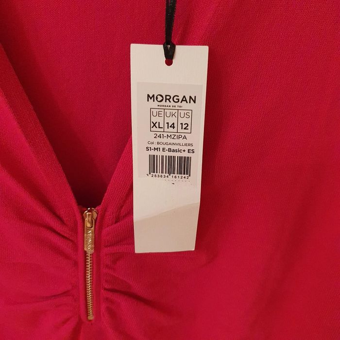 Magnifique haut femme Couleur framboise col en V taille XL Morgan - photo numéro 6