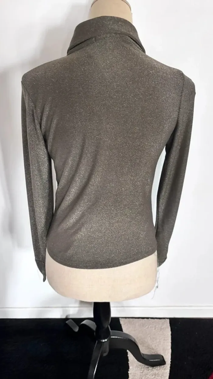 💕 chemisier kaki cintré à paillettes taille unique #florencia - photo numéro 3