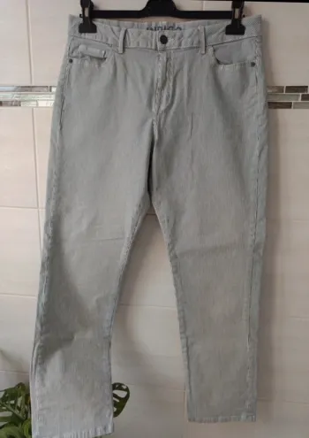 Superbe jeans, rayures blanc/marine, Marks & Spencer Indigo collection Boyfriend