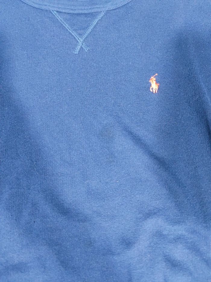 Pull Crewneck Ralph Lauren Bleu Marine Logo Brodé Orange Taille L Homme - photo numéro 11
