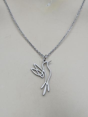 Collier en acier inoxydable argenté colibri