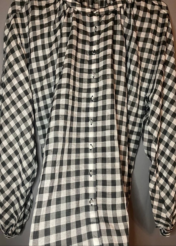 Chemise à carreaux noire et blanche manches longues - photo numéro 2