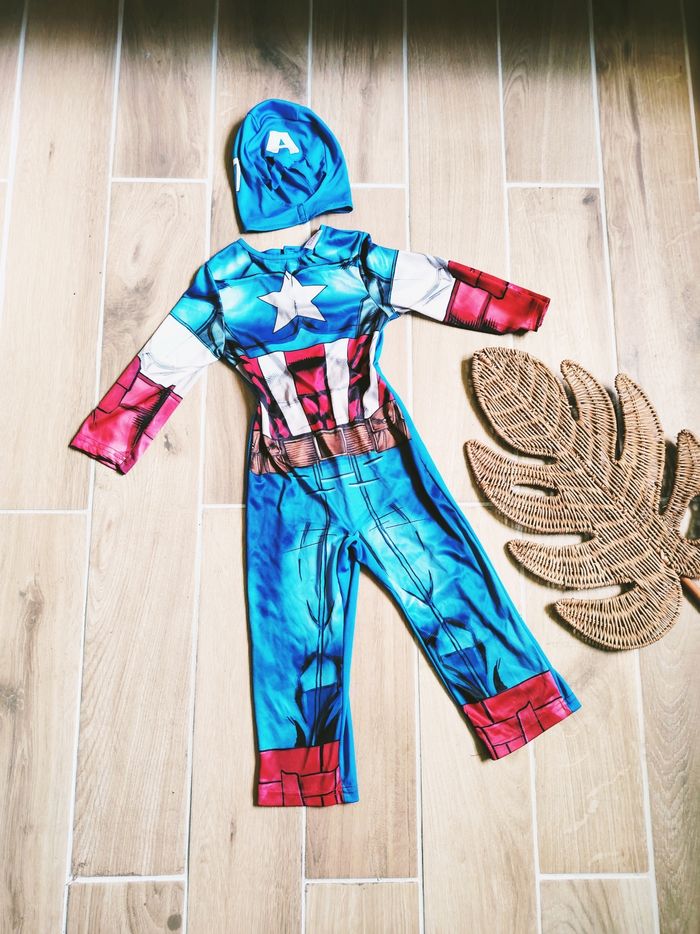 🇺🇸Déguisement /costume rembourré et cagoule Captain America marvel avengers pour enfant