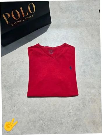 T-shirt Ralph Lauren M coupe col V reouge Homme Men tee61