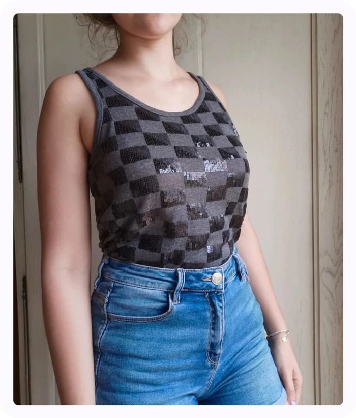 Top débardeur long à strass