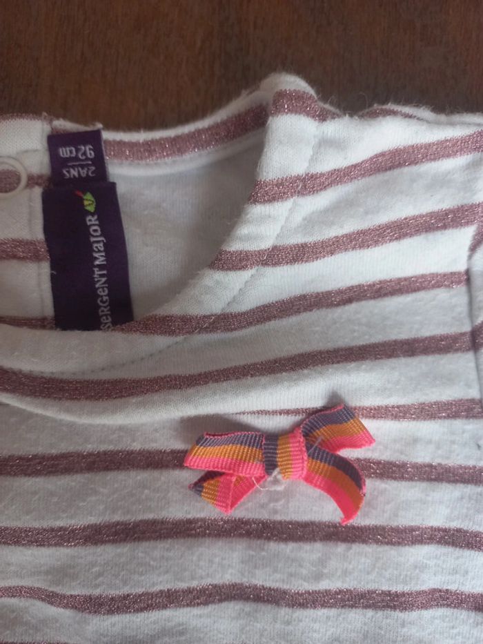 T-shirt rayé rose pailleté Sergent Major 2ans 92cm - photo numéro 3