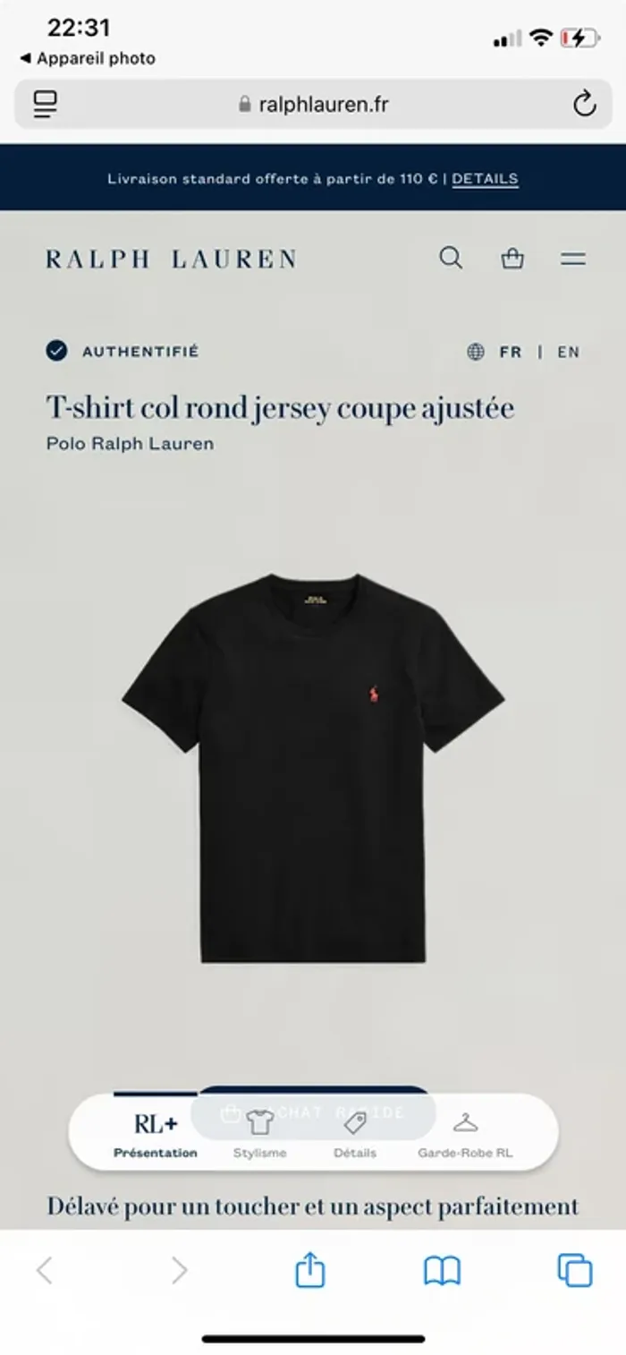 T-shirt Ralph Lauren noir logo rouge – Custom Fit – Taille M authentifié - photo numéro 10