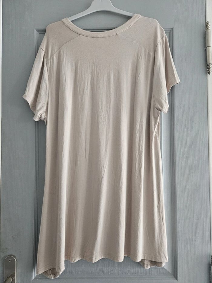 Mini robe tunique coupe évasée femme - Taille 6 (46 / XXXL) - Ecru - photo numéro 3