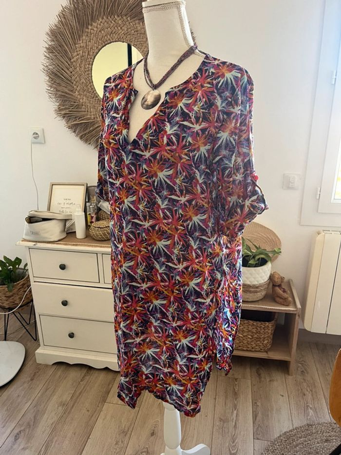 Robe de plage chic imprimée légère en coton taille 2 (38/40) - photo numéro 5