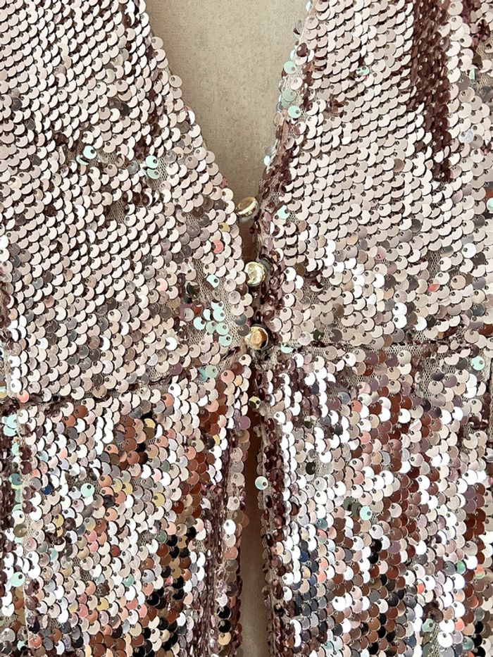 Kimono/ veste longue en sequins neuf L - photo numéro 4
