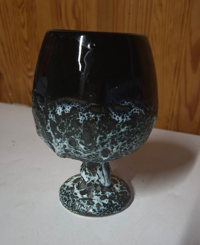 Coupe en céramique Vallauris émaillée décor lave "fat lava" vintage - photo numéro 3