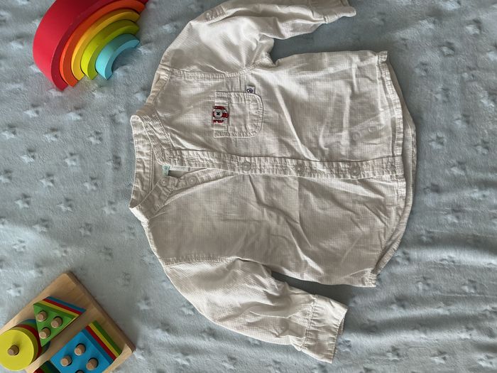 chemise manches longues blanc poche poitrine 12 mois obaibi - photo numéro 3