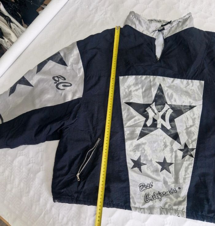 Veste NY New York Yankees Best California Noir et Argenté Vintage 90s M Oversize - photo numéro 4