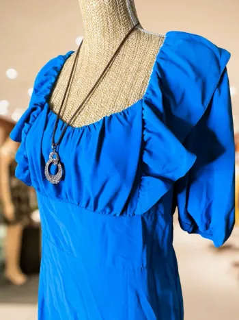 Naf Naf - Robe Droite Bleu 70's