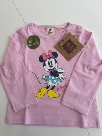 : T-shirt Disney Baby Minnie rose manches longues 18 mois (neuf avec étiquette)
