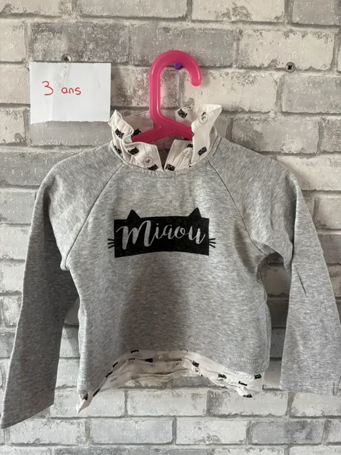 Pull gris miaou