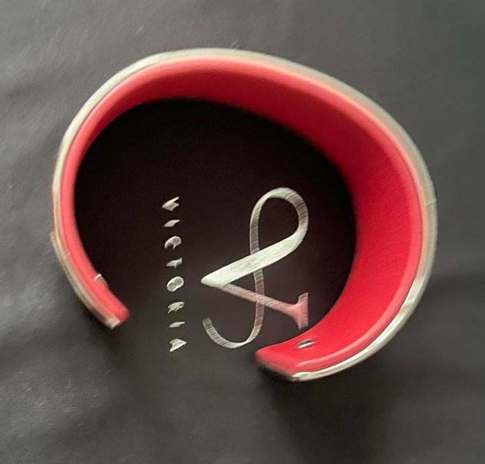 Bracelet Acier inoxydable Cuir Rouge VICTORIA - Diam 65 - Neuf - photo numéro 4