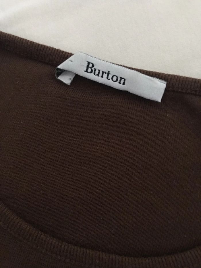 T-shirt marron brodé - Burton - T.1 - photo numéro 3