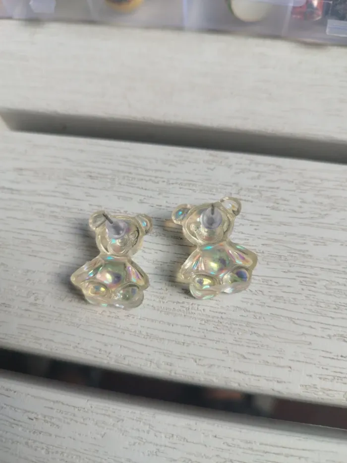 Boucle d'oreille oursons transparent - photo numéro 2
