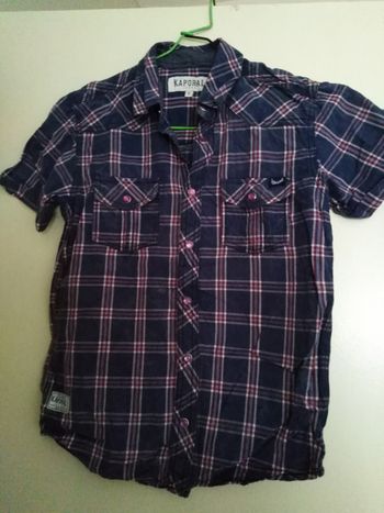 Chemise manche courte été kaporal  garçon 12 , marine, rayures