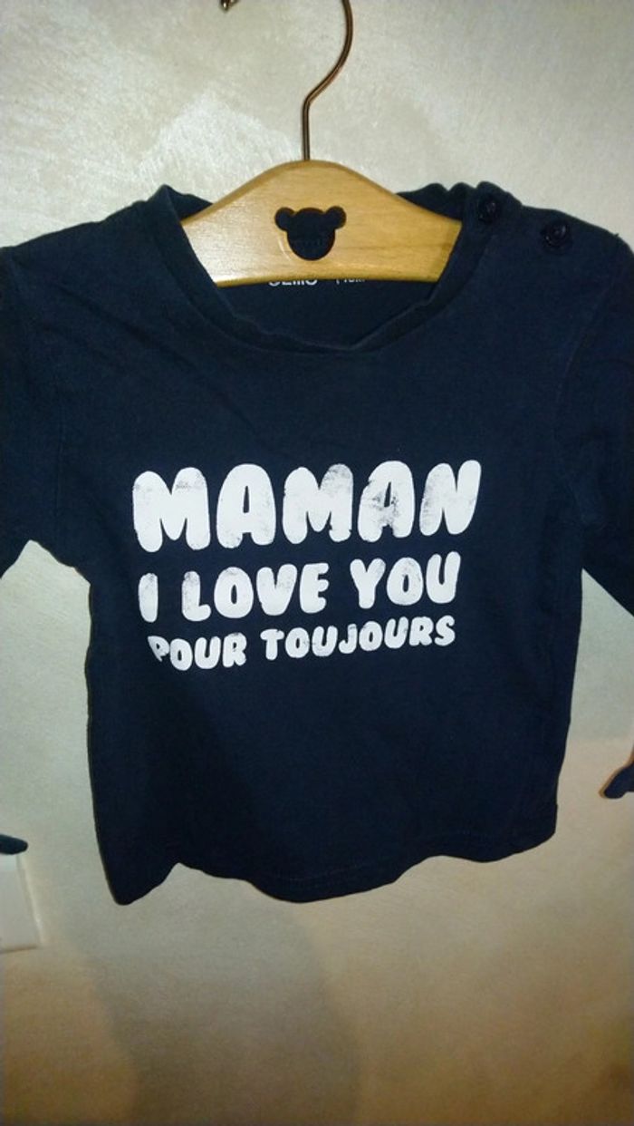 Superbe tee shirt Gemo 18 mois maman i love you pour toujours - photo numéro 3